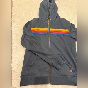 Aviator nation charcoal 5 stripe zip up hoodie M like new. Worn once